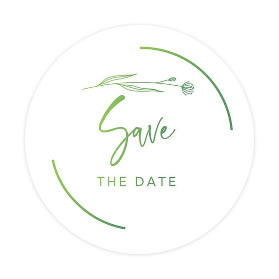 Koyal Wholesale Save The Date Sticker, Green Minimal Bloom Design, Save The Date Seals for Wedding Invitations, 120-Pack