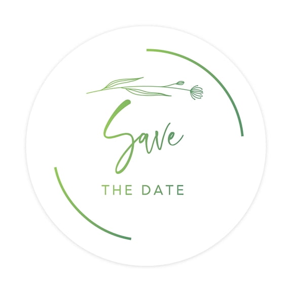 Koyal Wholesale Save The Date Round Sticker Labels, Green Minimal Bloom Design, 2-Inch Wedding Envelope Seals, 120-Pack