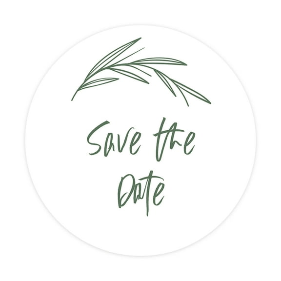 Koyal Wholesale Save The Date Sticker, Green Minimal Leaf Design, Save The Date Seals for Wedding Invitations, 120-Pack