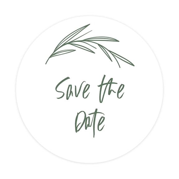 Koyal Wholesale Save The Date Round Sticker Labels, Green Minimal Leaf Design, 2-Inch Wedding Envelope Seals, 120-Pack