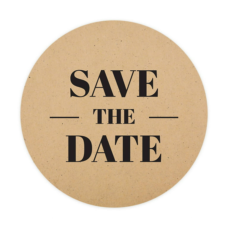 Koyal Wholesale Save The Date Sticker, Kraft Brown Modern Cursive Design, Save The Date Seals for Invitations, 120-Pack, White