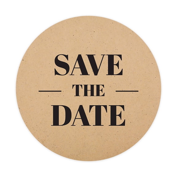 Koyal Wholesale Save The Date Round Sticker Labels, Kraft Brown Traditional Design, 2-Inch Wedding Envelope Seals, 120-Pack