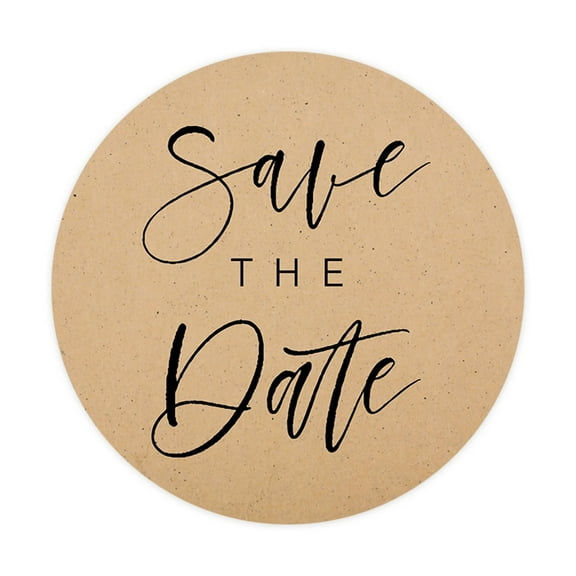 Koyal Wholesale Save The Date Sticker, Kraft Brown Modern Cursive Design, Save The Date Seals for Invitations, 120-Pack