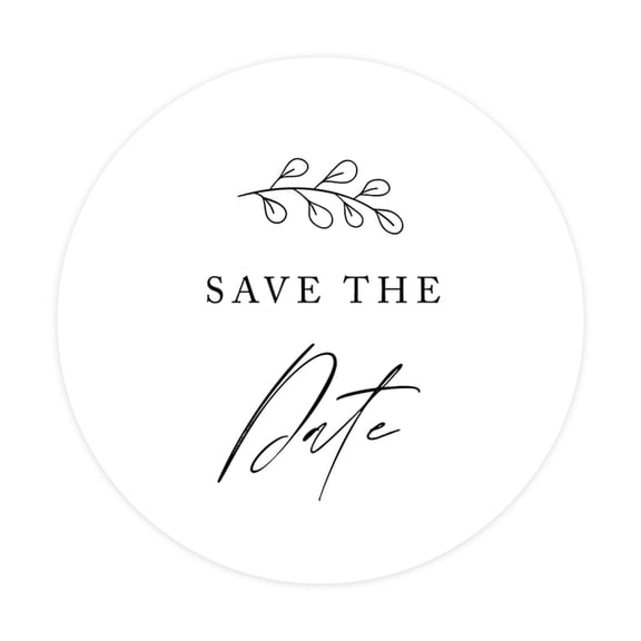 Koyal Wholesale Save The Date Round Sticker Labels, Minimal Leaf Branch Design, 2-Inch Wedding Envelope Seals, 120-Pack