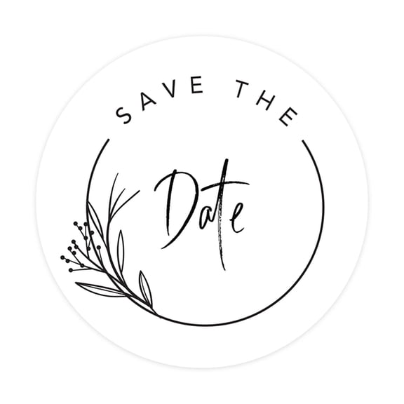 Koyal Wholesale Save The Date Round Sticker Labels, Minimal Leaf Frame Design, 2-Inch Wedding Envelope Seals, 120-Pack