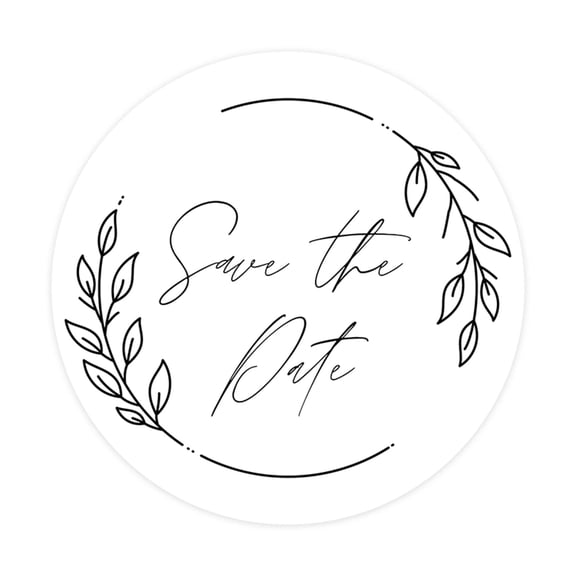 Koyal Wholesale Save The Date Round Sticker Labels, Minimal Modern Leaf Design, 2-Inch Wedding Envelope Seals, 120-Pack