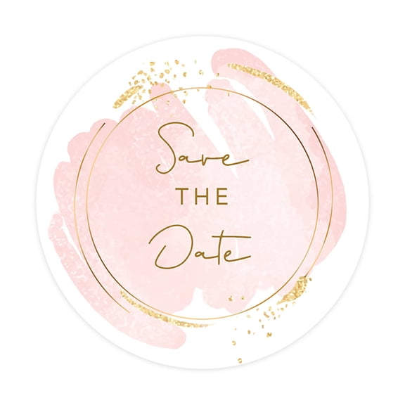 Koyal Wholesale Save The Date Round Sticker Labels, Pink Watercolor Design, 2-Inch Wedding Envelope Seals, 120-Pack