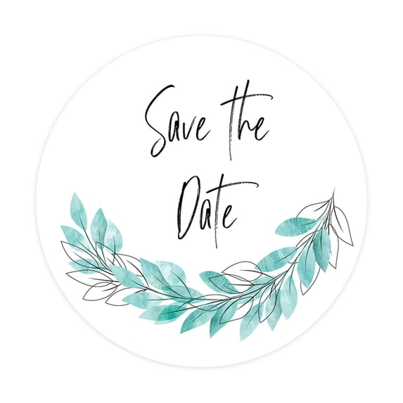 Koyal Wholesale Save The Date Round Sticker Labels, Watercolor Leaf Garland Design, 2-Inch Wedding Envelope Seals, 120-Pack