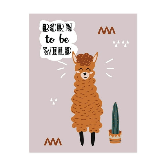 Koyal Wholesale Scandinavian Hello Llama Kids Wall Art Collection, Be Wild Llama