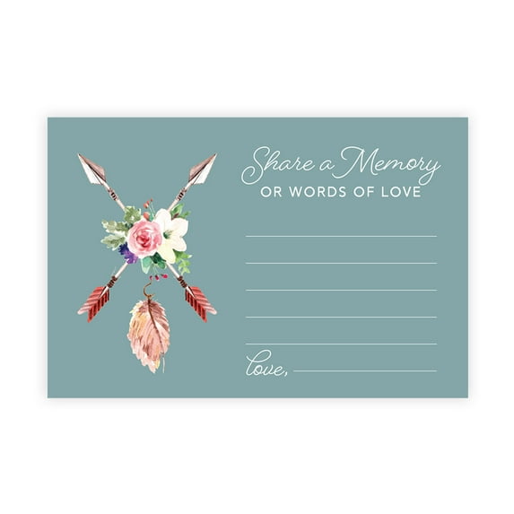 Koyal Wholesale Share a Memory Cards, Boho Feather Arrows Cards for Wedding, Life Memories, 4" x 6", 52-Pk