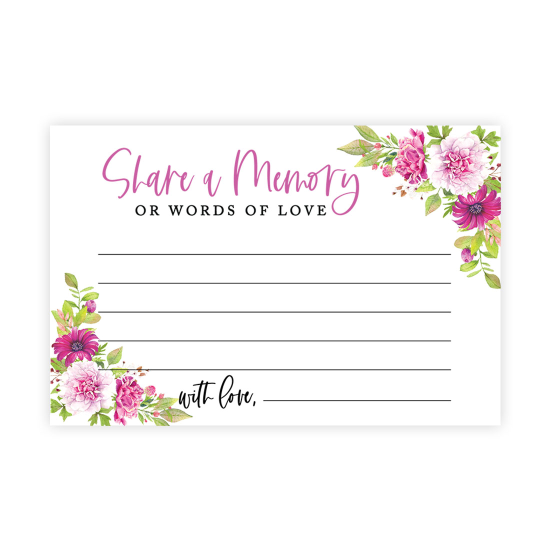 Koyal Wholesale Share a Memory Cards, Fuchsia Florals Cards for Wedding, Life Memories, 4" x 6", 52-Pk