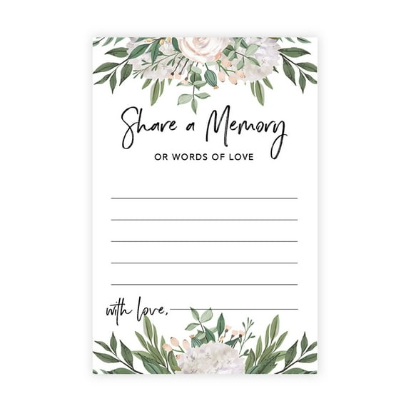 Koyal Wholesale Share a Memory Cards, Greenery with White Florals Cards for Wedding, 4" x 6", 52-Pk