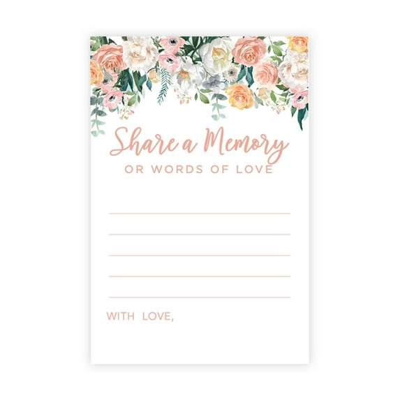 Koyal Wholesale Share a Memory Cards, Peach Coral Florals Cards for Wedding, Baby Life Memories, 4" x 6", 52-Pk