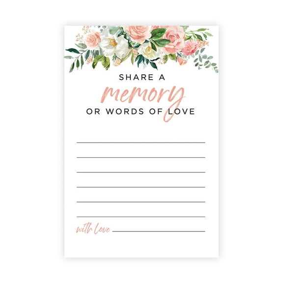 Koyal Wholesale Share a Memory Cards, Rustic Peach Roses Cards for Wedding, Baby Life Memories, 4" x 6", 52-Pk