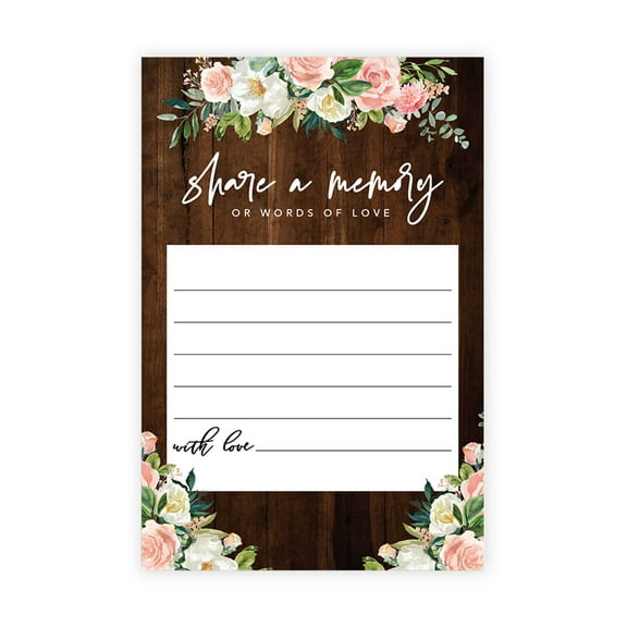 Koyal Wholesale Share a Memory Cards, Rustic Wood Spring Florals Cards for Wedding, Memories, 4" x 6", 52-Pk