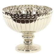 Koyal Wholesale Silver Metal Pedestal Bowl 10 x 8-Inch Floral Compote Vase, For Wedding Centerpiece