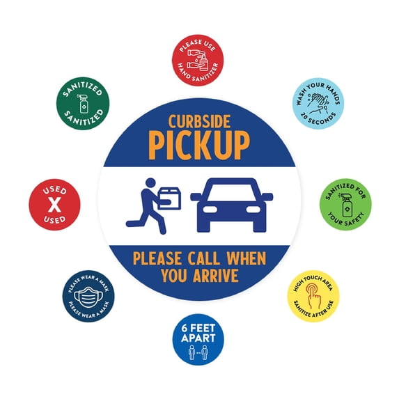 Koyal Wholesale Social Distancing Curbside Pickup, Please Call When You Arrive Orange/Purple Business Sign, 50-Pk