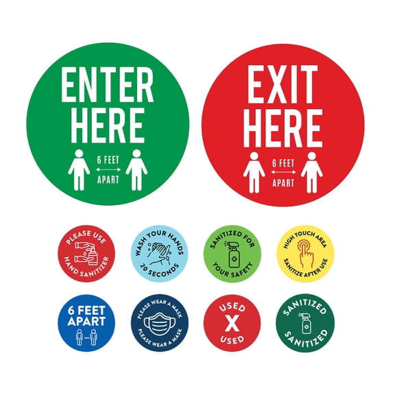Koyal Wholesale Social Distancing Directional Arrow Enter and Exit, Directional Arrows Signage Floor Stickers, 50 Labels