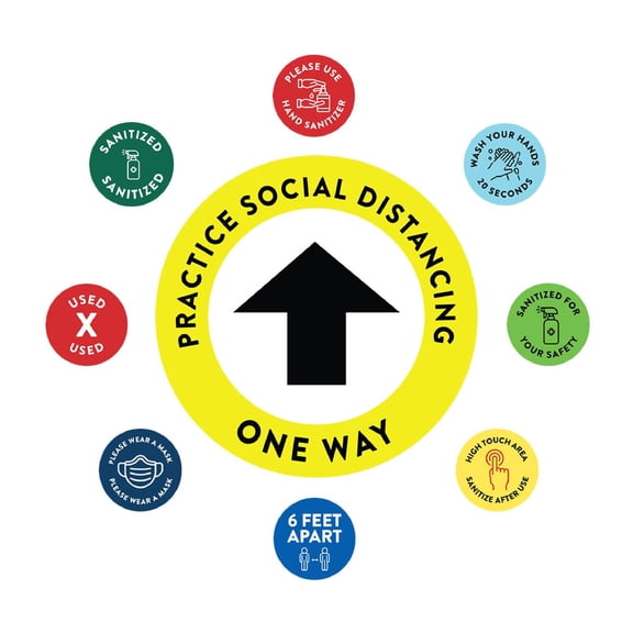Koyal Wholesale Social Distancing Directional Arrow Practice Social Distancing, One Way Floor Stickers, 50 Labels