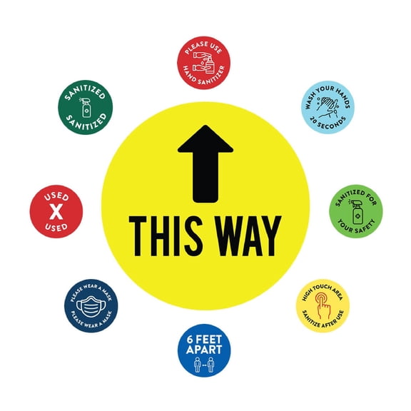 Koyal Wholesale Social Distancing Directional Arrow This Way, Yellow Floor Stickers, Business Decal Signs 50 Labels