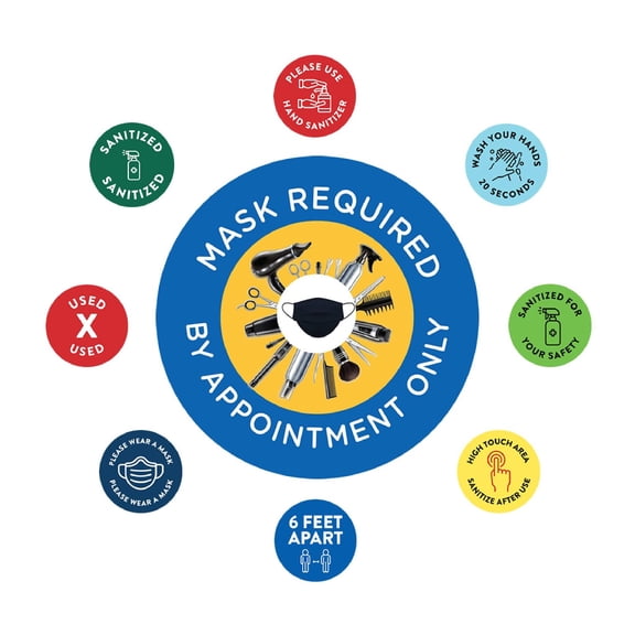 Koyal Wholesale Social Distancing Mask Required, Hair Salon By Appointment Only Business Signs, 50 Labels, Vinyl Sticker