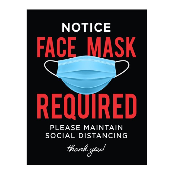 Koyal Wholesale Social Distancing Notice Face Mask Required, Please Maintain Social Distancing Business Signs, 10-Pack