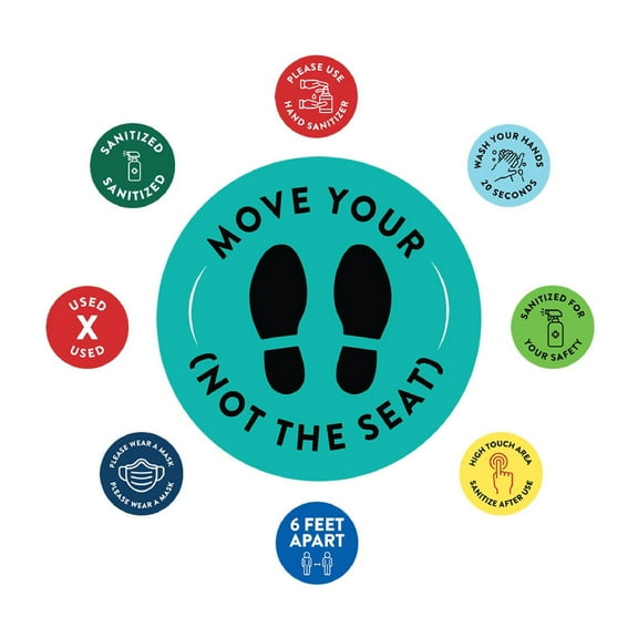 Koyal Wholesale Social Distancing Restaurant Office Seat Placement Move Your Feet, Not The Seat Business Signs, 50-Pk