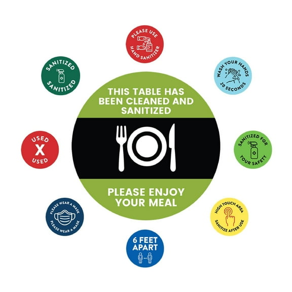 Koyal Wholesale Social Distancing This Table Has Been Cleaned Sanitized, Please Enjoy Design Business Sign, 50-Pk