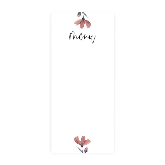 Koyal Wholesale Spring Mauve Daisies Printable Wedding Paper Menu Cards for DIY Printer, Pack of 52