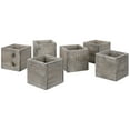 thumbnail image 1 of Koyal Wholesale Square Cube Wood Vase, 4", Gray, 6ct, 1 of 5