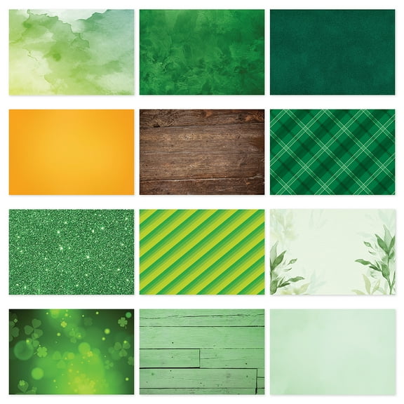 Koyal Wholesale St. Patrick's Day Seamless Paper Photo Backdrops, St. Patrick's Day Backdrop 1, 12"x18" 6-Pk