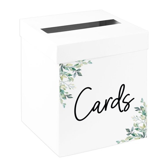 Koyal Wholesale Sturdy White Wedding Day Card Box Greenery Foliage Wedding Gift Boxes for Cards 10x10x10 Inches