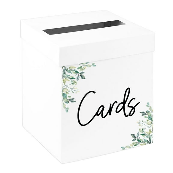 Koyal Wholesale Sturdy White Wedding Day Card Box Greenery Foliage Wedding Gift Boxes for Cards 10x10x10 Inches
