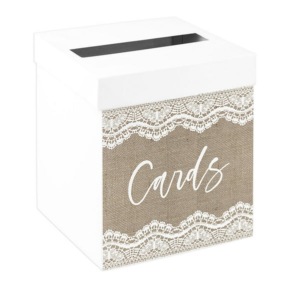 Koyal Wholesale Sturdy White Wedding Day Card Box Rustic Lace Wedding Gift Boxes for Cards 10x10x10 Inches