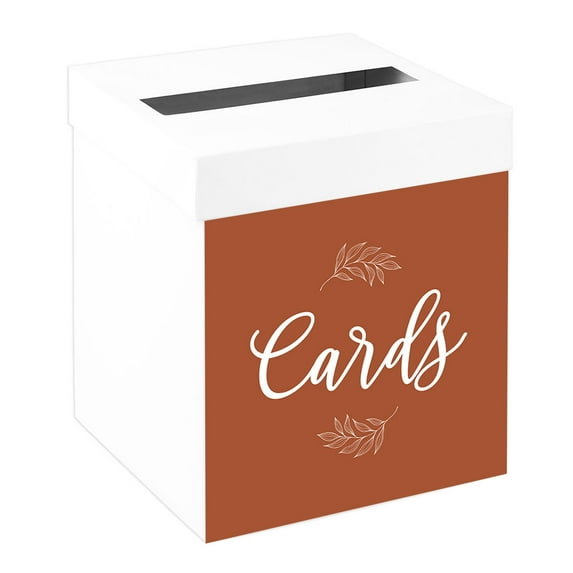 Koyal Wholesale Sturdy White Wedding Day Card Box Terracotta Line Design Wedding Gift Boxes for Cards 10x10x10 Inches