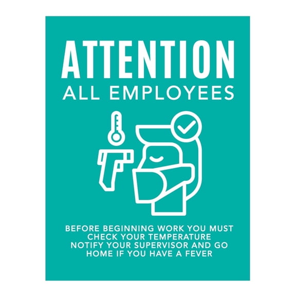 Koyal Wholesale Temperature Check Attention Employees, Check Your Temperature Notice Signs, Set of 10