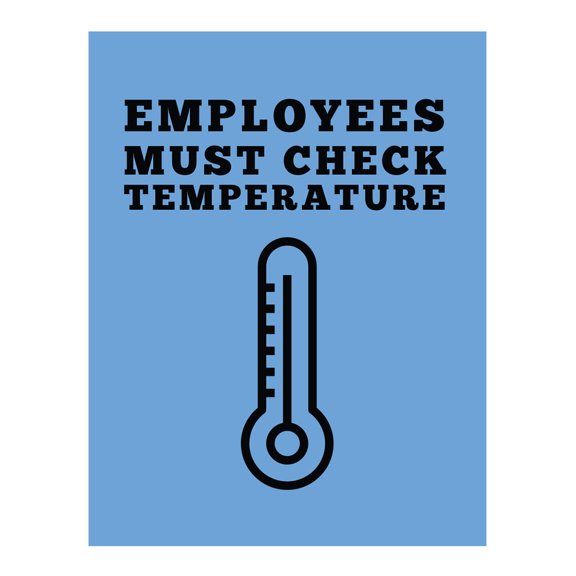 Koyal Wholesale Temperature Check Employees Blue Must Check Temperature Business Signs, 10-Pack