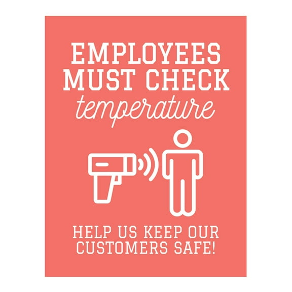 Koyal Wholesale Temperature Check Employees Coral Must Check Temperature Business Signs, 10-Pack