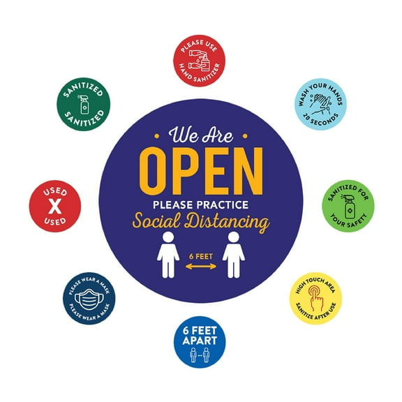 Koyal Wholesale Temporary Store Office Hours We Are Open, Please Practice Social Distancing Business Signs, 50 Labels