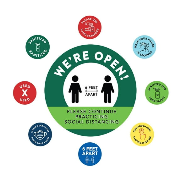 Koyal Wholesale Temporary Store Office Hours We're Open, Continue Practicing Social Distancing Business Signs, 50 Labels