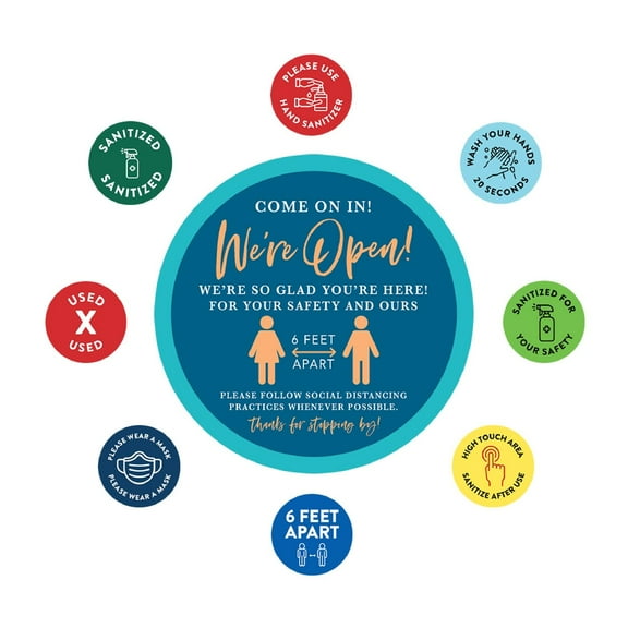 Koyal Wholesale Temporary Store Office Hours for Social Distancing We're Open, 6 Feet Social Distancing, 50 Labels