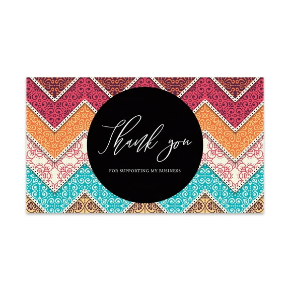 Koyal Wholesale Thank You For Supporting My Small Business Cards, Chevron Design, 100-Pack, 2 x 3.5- Inch