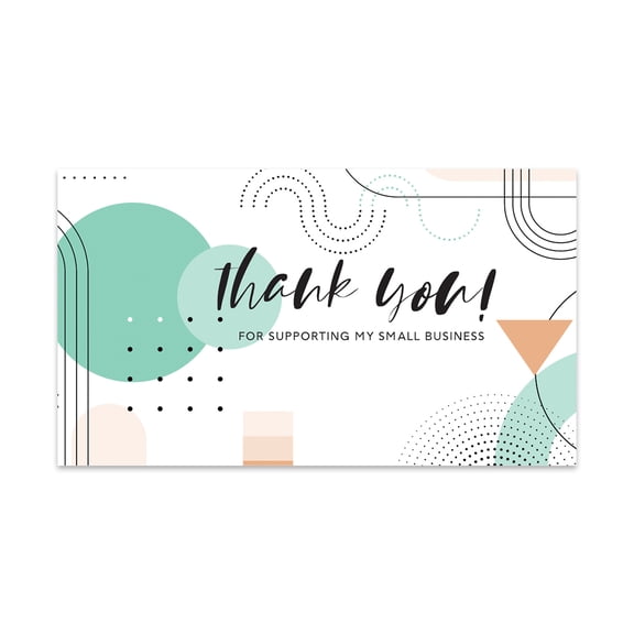 Koyal Wholesale Thank You For Supporting My Small Business Cards, Geometric Abstract, 100-Pack, 2 x 3.5- Inch