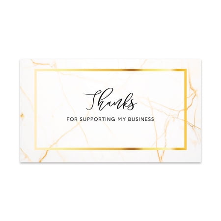Koyal Wholesale Thank You For Supporting My Small Business Cards, Gold Marble, 100-Pack, 2 x 3.5- Inch