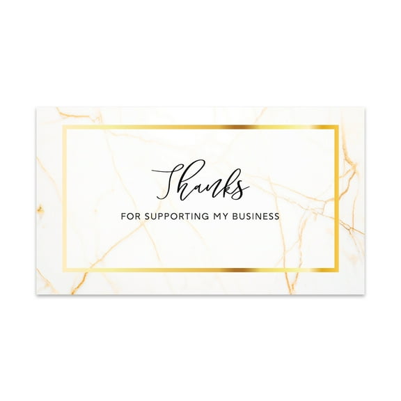 Koyal Wholesale Thank You For Supporting My Small Business Cards, Gold Marble, 100-Pack, 2 x 3.5- Inch