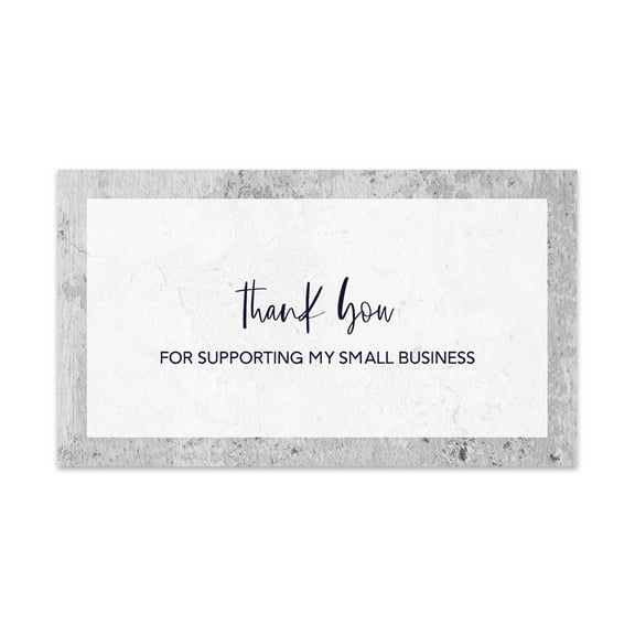 Koyal Wholesale Thank You For Supporting My Small Business Cards, Grey Concrete Design, 100-Pack, 2 x 3.5- Inch