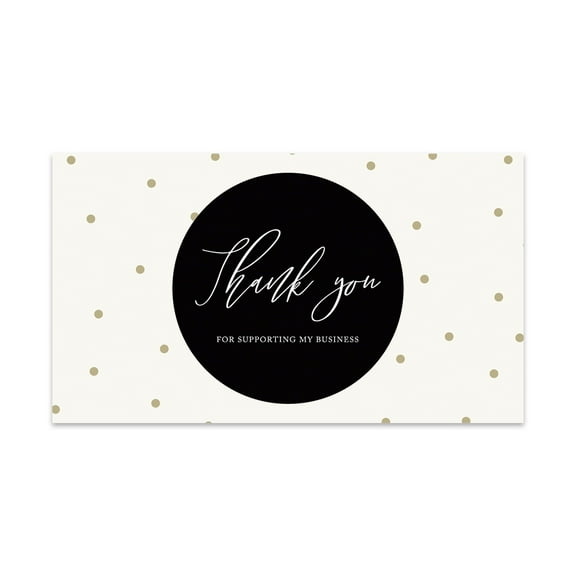 Koyal Wholesale Thank You For Supporting My Small Business Cards, Grey Polka Dot Design, 100-Pack, 2 x 3.5- Inch