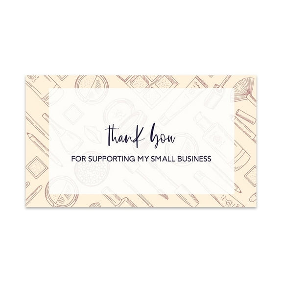 Koyal Wholesale Thank You For Supporting My Small Business Cards, Makeup and Beauty, 100-Pack, 2 x 3.5- Inch
