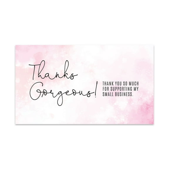 Koyal Wholesale Thank You for Supporting My Small Business Card Stock, Pink, 2" x 3.5" 100 Sheets