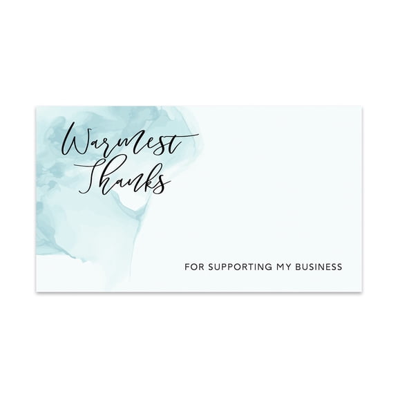 Koyal Wholesale Thank You For Supporting My Small Business Cards, Teal Watercolor Wash, 100-Pack, 2 x 3.5- Inch